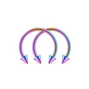 Stainless Steel Holographic Horseshoe Jewelry with Spikes